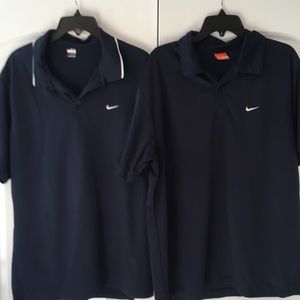 2 Nike Blue Golf Polo Shirts A-XL